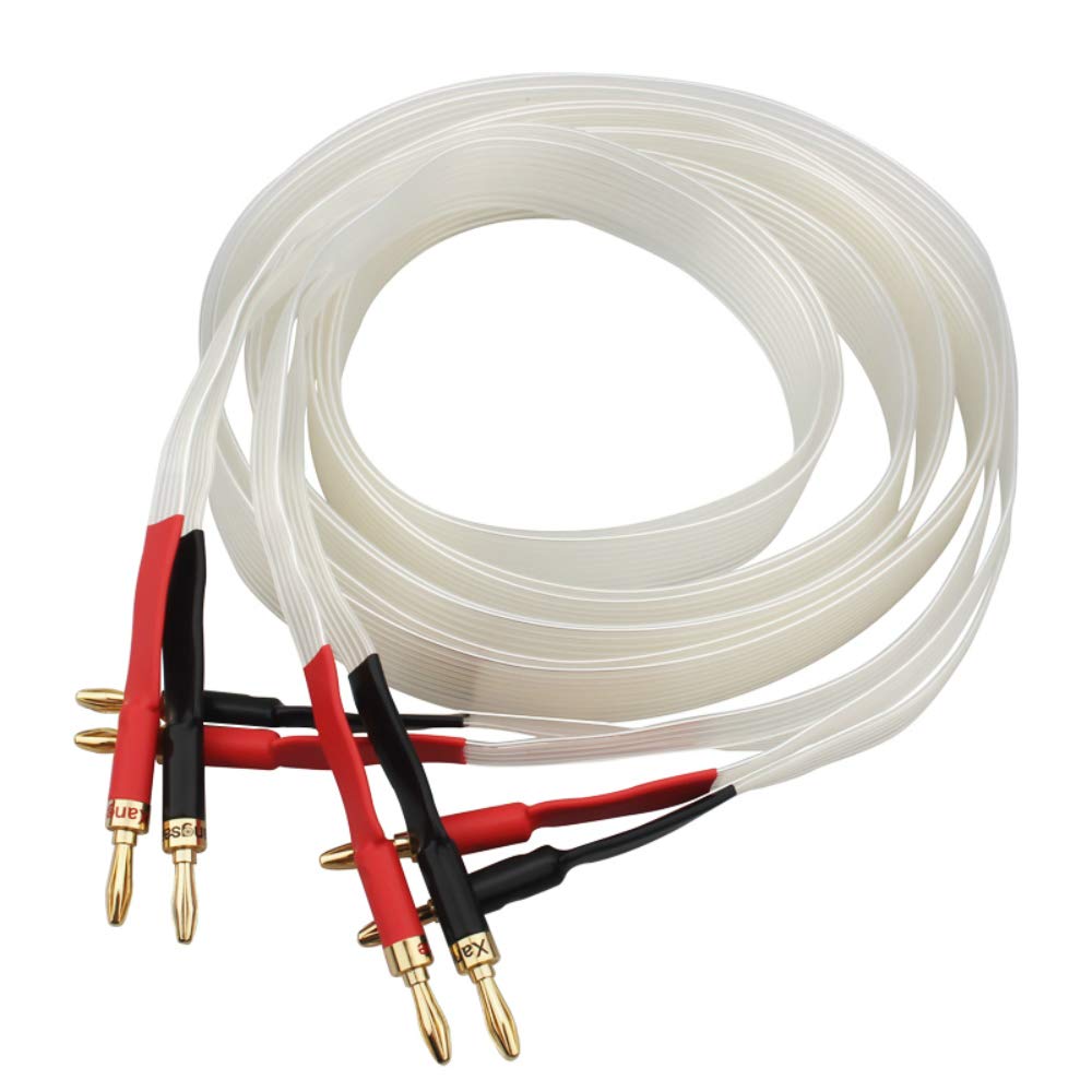 Kabel głośnikowy audio HiFi OCC posrebrzany przewód głośnikowy, wtyczka bananowa z czystej miedzi (wtyczka bananowa, 2 m)