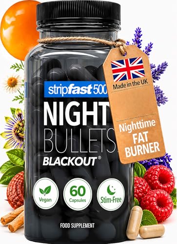 Night Bullets Weight Loss Pills for Women & Men, Stim-Free Nighttime Fat Burner, Appetite Suppressant, Diet Pills with Ashwagandha & CLA, 60 Capsules