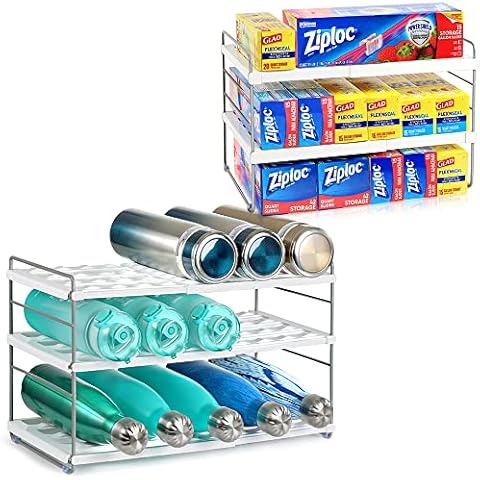 JUPELI Foil Organizer For Cabinet, Expandable Kitchen Wrap Organizer Rack & Water Bottle Organizer For Cabinet Cover