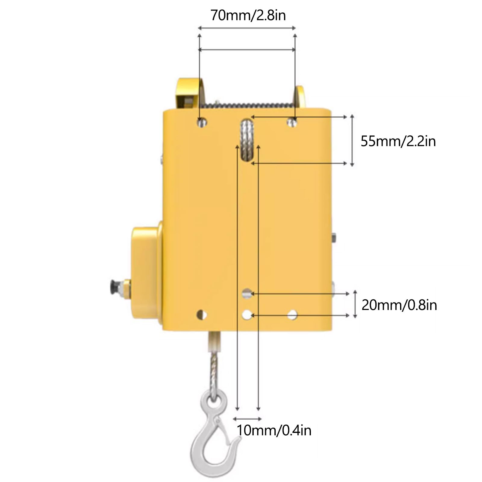 Genérico Cabrestante Manual con manivela de Capacidad de 800 kg (1800 LB), Mecanismo de trinquete bidireccional, Incluye Cable de Acero y Gancho de Acero Inoxidable, Color Amarillo (cabrest