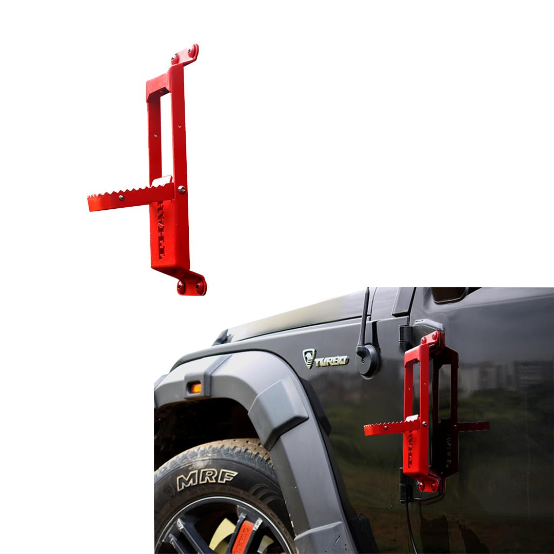 M-Tek Door Hinge Step for Thar |Set of 2 | Easy Installation Color Red/Black (Red)|Drill free
