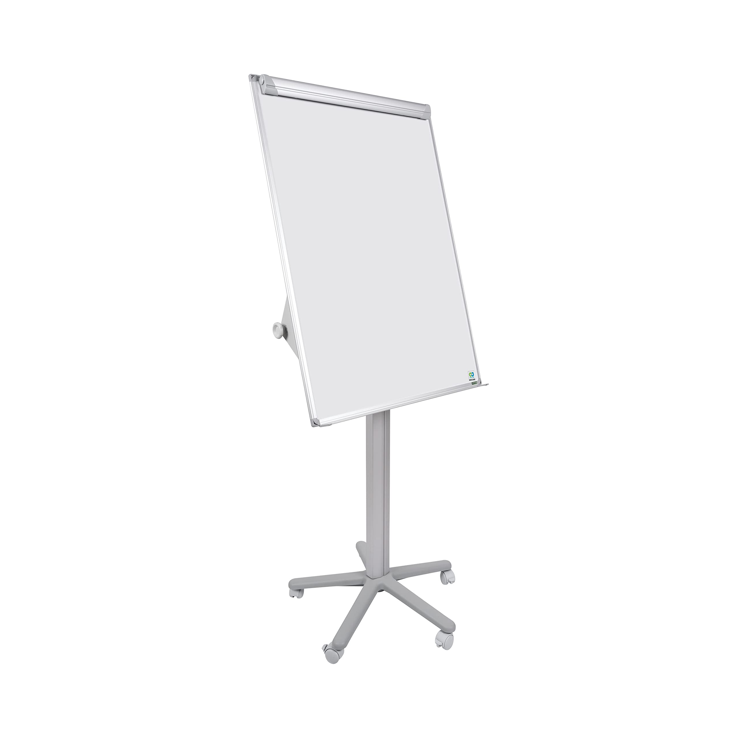 Bi-Office Lavagna Portablocco Mobile Earth, Cavalletto Treppiedi Ecologico, Superficie Cancellabile a Secco Non-Magnetica, Struttura Grigia, 700 x 1000 mm (Euro)