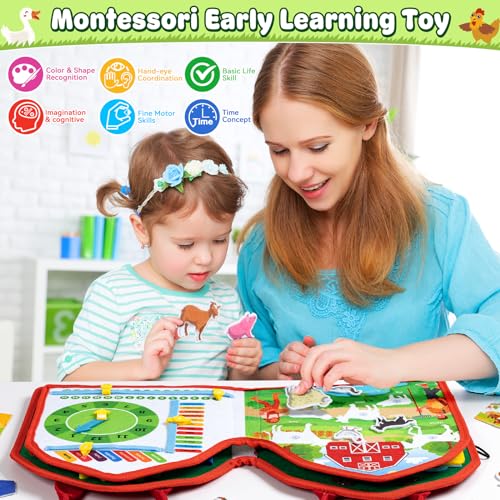 image for ABERLLS Toddler Busy Board Montessori Toys for 1 2 3 Year Old, Boys Gi