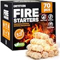 DIMTORI 70 pcs Fire Starter - Natural Fire Starters for Campfires, Fire Pit, Pizza Oven, Fireplace, Smoker, BBQ, Pellet Stove & Wood - Fire Starters for Grill, Charcoal Starter