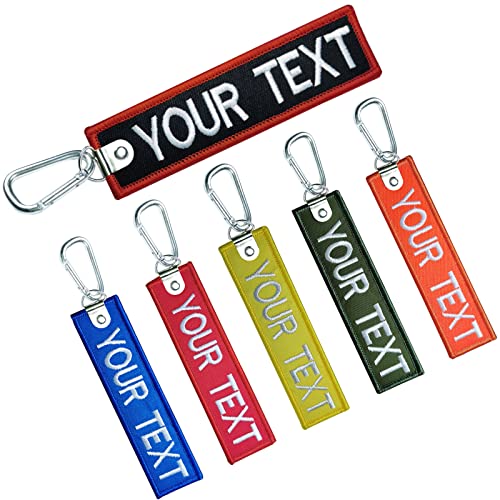 misscase Portachiavi personalizzato per moto Accessori, Portachiavi Personalizzato Ricamo personalizzabile Qualsiasi Testo tag con Ricamo Moto ATV, Auto e Scooter (Carabiner)