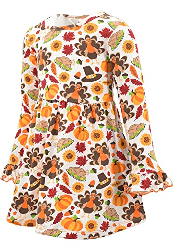 Image of Girls Long Sleeve Ruffled Dresses for Toddlers and Kids
