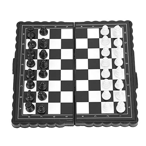 huaer Magnetic Chess Set, Portable Plastic Chess Board Set Game Folding Travel Chessboard Magnetic Chess Piece Set Traditional Tactical Strategy Game for Kids/Children/Adults