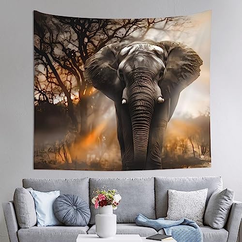 Tenture éléphant africain grand format tissu doux imprimé tropical