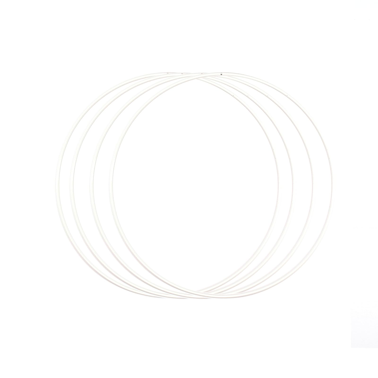 Vaessen Creative White Metal Set For Crafts, 4 Pieces, 25 Cm Or 9.8 In Diameter, 3 Mm Thick, Dream Catcher Hoop, Wreath Ring For Macrame Wall Hanging, Crochet, Boho Décor Or Wedding Decorations