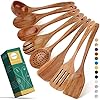 Wooden Spoons for Cooking,Nonstick Kitchen Utensil Set, Non Scratch Natural Teak Wooden Utensils for Cooking(Teak 8 Pack)