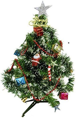 The Viyu Box Mini Christmas Tree : 1 Feet Christmas Tree Combo with 12 Pieces of Christmas Decor Ornaments Including Santa Red Cap