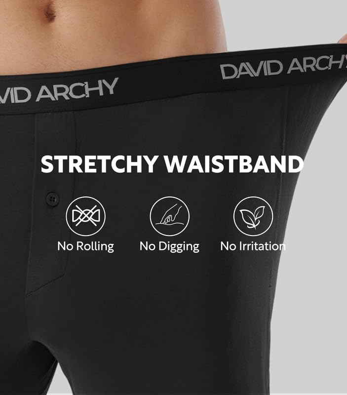 DAVID ARCHY Men's Boxer Shorts Made of Rayon from Bamboo Breathable Boxers for Men 4 Pack3