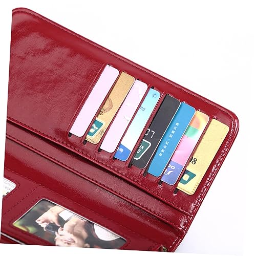 1pc Women's Wallet Wine Red Pu Leather Zipper Purse Press Buckle for Credit Cards and Cash for Home and Outdoor Use3