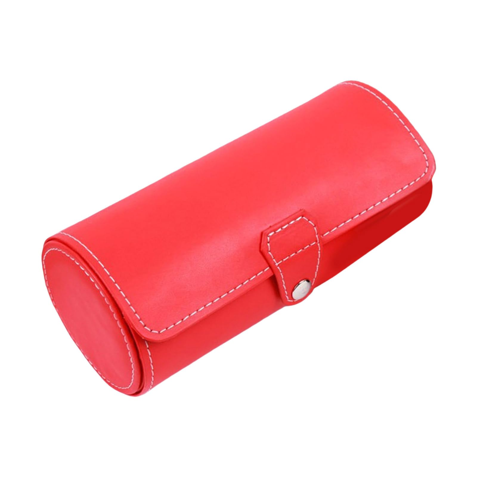 Msioytog Fashionable Men ' s PU Leather Watch Case Roll Organizers with 3 Slots Elegant Handwoven Pattern for Travel Watch Display Holder