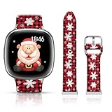 FTFCASE Holidays Christmas Watch Band Compatible with Fitbit Versa 3/Versa 4/Sense 2/Sense for Women Men Girls, Soft Silicone Red Plaid Snowflake Strap Replacement for Versa 3/4 Smart Watch