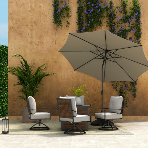 Image of Abba Patio 9FT Lyon Outdoor Patio Umbrella Outdoor Table Umbrella with Push Button Tilt and Crank Market Umbrella 8 Sturdy Ribs UV Protection Waterproof for Garden Deck Backyard Pool Beige