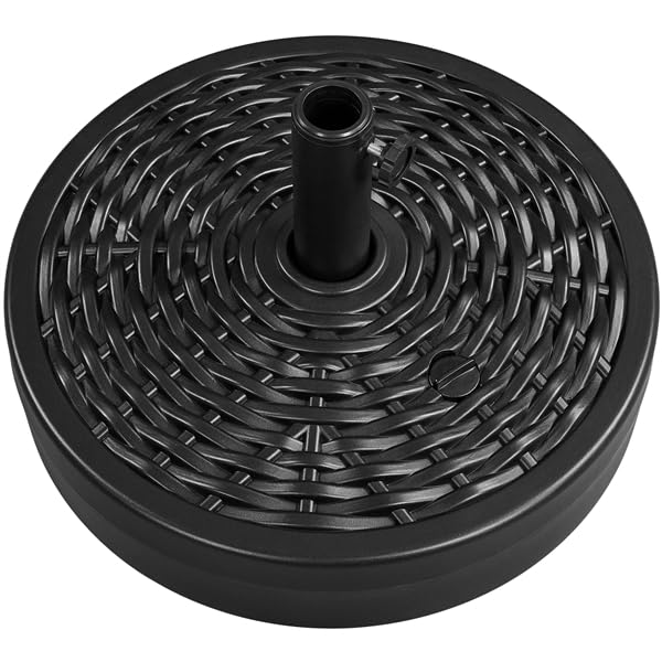 Yaheetech Base per Ombrellone da Giardino in Plastica Simile Rattan Riempibile con Sabbia o Acqua 22L Supporto per Pali da Ø38mm e Ø48mm Esterno Veranda Terrazza Piscina Spiaggia Patio Nero