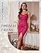 BeryLove Cocktail Sequin Homecoming Party Dress Evening Bodycon Formal Sparkly Long Wedding Guest Prom Special Occasion Dresses 0029 Magenta XS