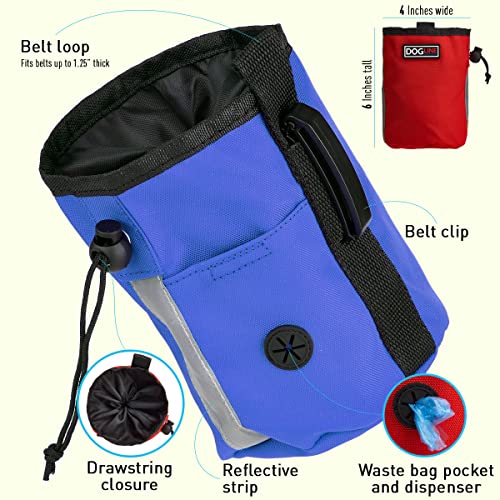 Image of Dogline Dog Treat Pouch: Puppy Training Bag, Pet Kibbles and Snacks Holder, Litter Waste Bags Dispenser with Adjustable Drawstring Closure, Large Capacity with Mesh Pocket, Strong Nylon Material