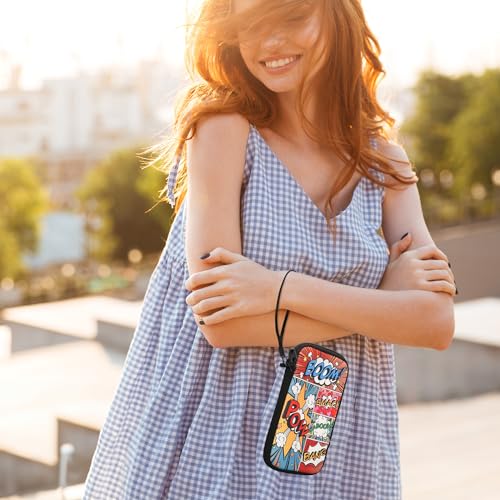 kwmobile Handytasche für Smartphones XXL - 7' - Neopren Handy Tasche Hülle Cover Case Schutzhülle - Comic Symbole Mehrfarbig - 17,7 x 8,5 cm Innenmaße