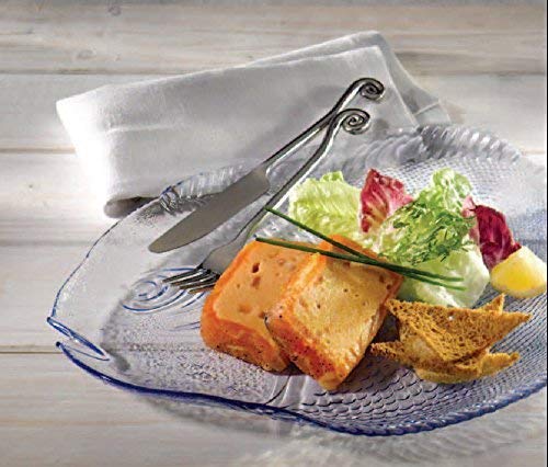 Pasabahce Premium Large Glass Serving Platter, Unique Design Food Tray, Great for Fruit, Cheese, Cake, Salad, Meals, Fish Shape Textured