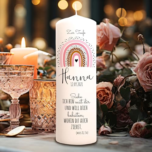 ilka parey Taufkerze Mädchen personalisiert - Patenkerze - Gastkerze - Rosa...