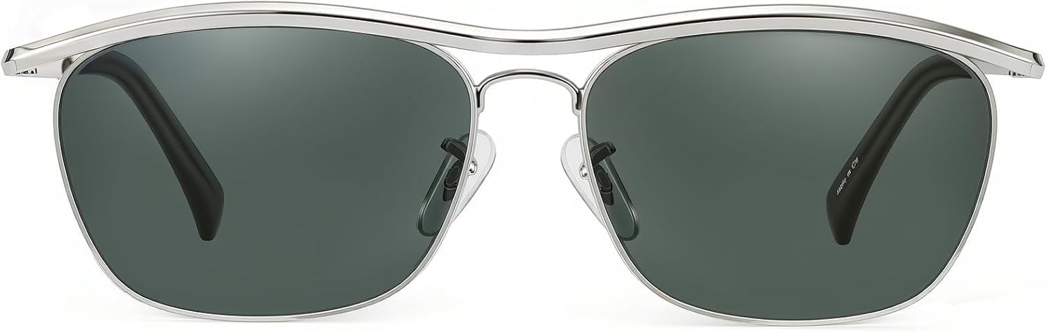 JIM HALO Aviator Sunglasses for Men, Retro Rectangle Driving Sun Glasses Womens UV400 Protection Flat Metal Eyewear - Image 8