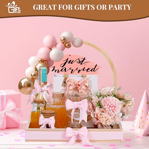 Image of GiftAmaz Wooden Baskets for Gifts Empty, DIY Easter Basket Gift with Clear Arch Acrylic Display Board, Empty Gift Baskets Storage, Birthday Party Wrapping Gift Holder for Baby Shower or Bridal Shower