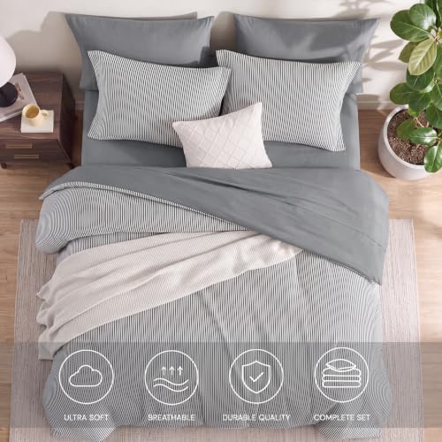 Image of Monbix Queen Comforter Set-7 Pieces Soft Bed in a Bag Queen Bedding Sets