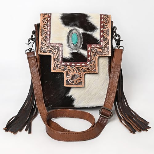 American Darling Cross Body Hand Tooled Hair-On Genuine Leather Western Women Bag Handbag Purse | for Cute2