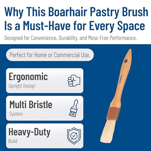 Image of SPARTA Kitchen Basting Brush - 4037200 Basting Brush for Cooking Flat Boar Bristle Brush, Hardwood Handle for Kitchens, Restaurants, Catering, High Heat Food Prep, 1in, Pack of 12