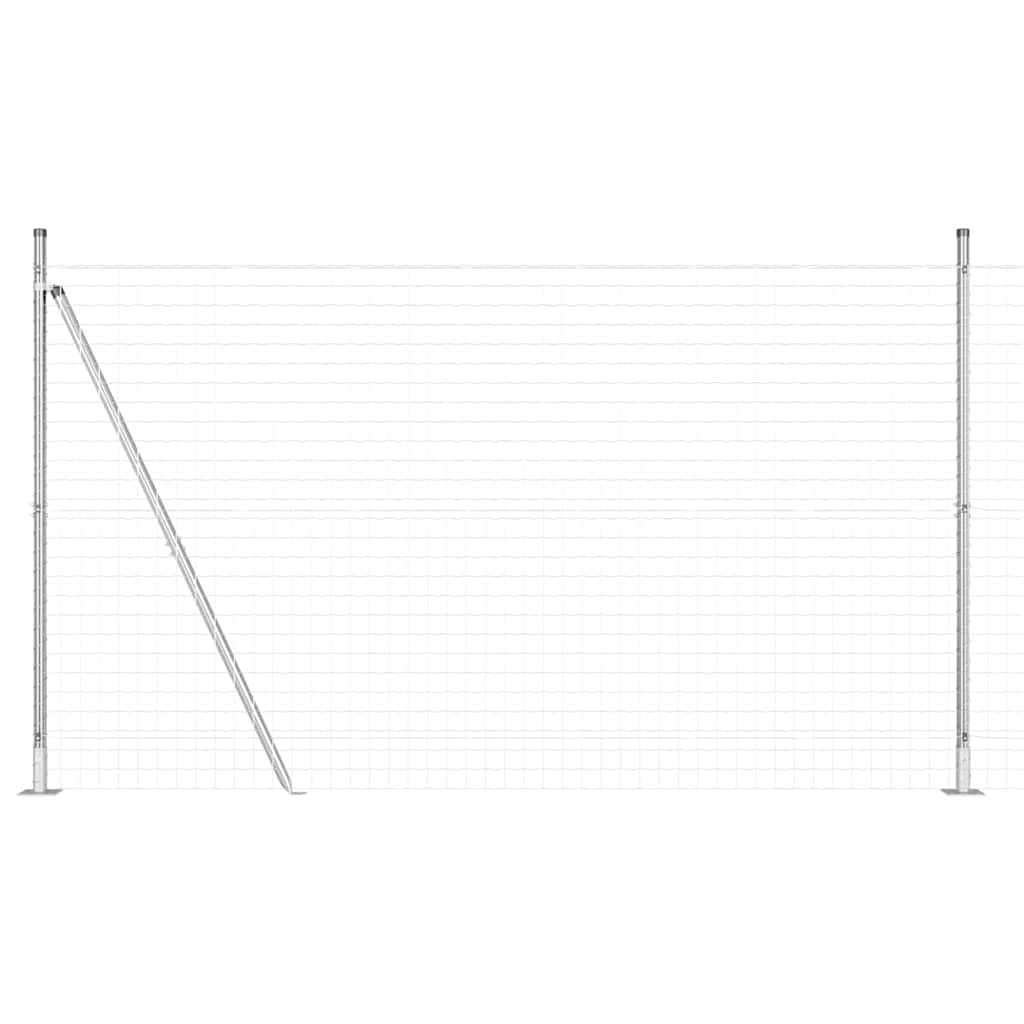 Steel Garden Fence Panel Set Silver 1.6m x 10m with Posts Outdoor Boundary for Terrace Pet Enclosure Weather Resistant Modern Decorative