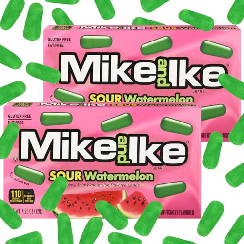 Image of Mike and Ike Sour Watermelon Candy, 2 Pack of Movie Theater Candy Boxes 4.25 OZ Each, Ideal Mike and Ike Candy for Your Favorite Films, Perfect Theater Box Candy for Sharing with Friends