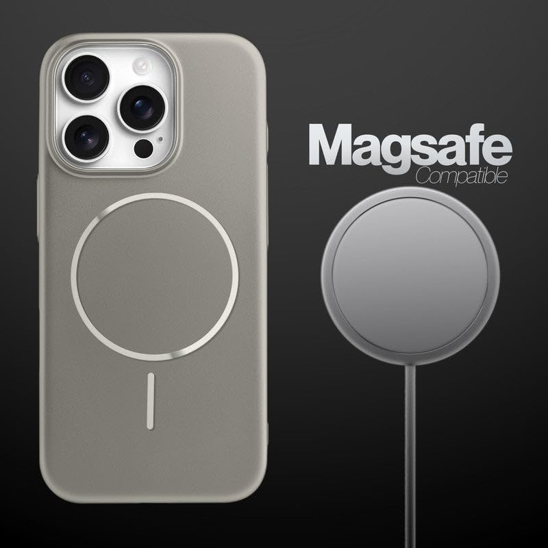 Image of AIBEX Ultra-Thin Mag-Saf Back Cover Case Compatible with iPhone 15 Pro| Slim Fit Scratch-Resistant Matte | Magnetic Wireless Charging | Microfibre Lining | Camera Protection (PC Material) - Titanium