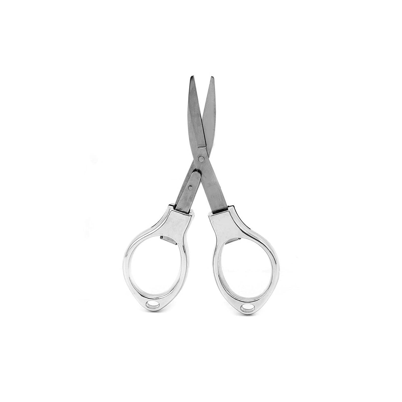 Salatschere, 1 Stück, zusammenklappbar, für Camping, Edelstahl, Schere, Schlüsselanhänger, Angelschere, Taschen-Minischneider, Basteln, Nähen, sicher (Silber)