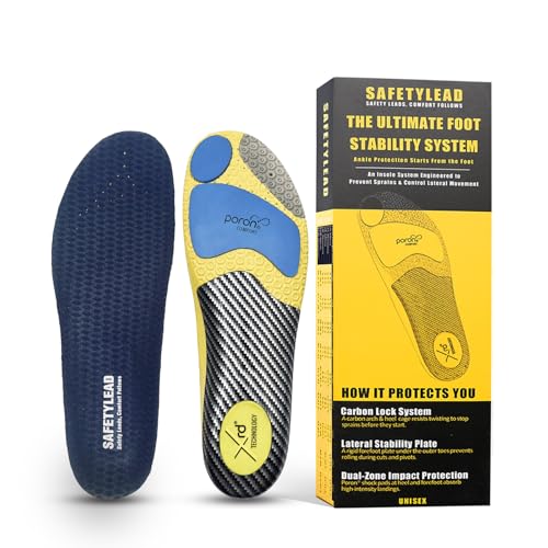 Safetylead Insoles for Men with Arch Support, Work Boot Inserts for All-Day Standing, Shock Absorbing Cushion for Walking on Concrete, Plantar Fasciitis Support