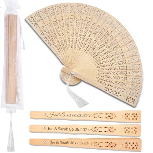 zyinoant 20 Abanicos de Madera Personalizados para Bodas