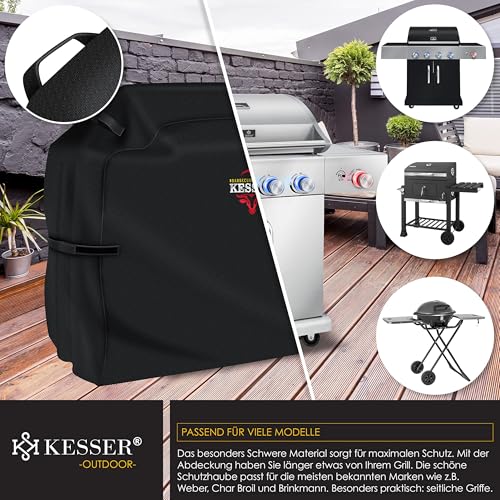 KESSER® Grillabdeckung Wetterfest, Grill Abdeckhaube Gasgrill, Grillhaube Schutzhülle für Weber, Enders, Char Broil, 600D Oxford Gewebe, wasserdicht, UV-beständig, reißfest, 132x66x109cm, Schwarz 6