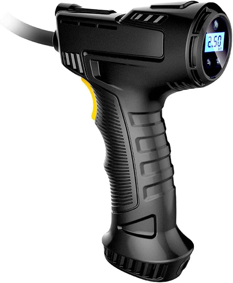 YaLuoUK Digital Car Tyre Inflator Air Tool Portable Air Compressor Car Tyre Pump Automatic 12V Electric Air Pump Tyre Inflation with Tyre Pressure Gauge Adaptors Led Light