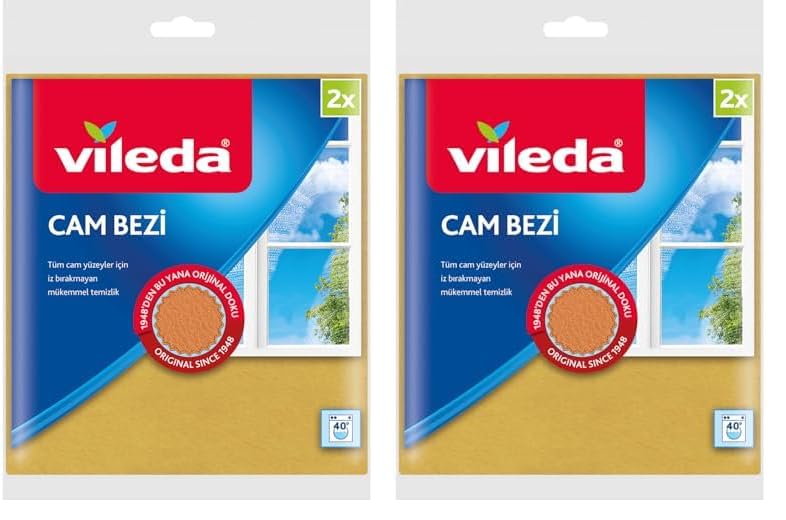 Vileda Cam Bezi, Ekstra Parlaklık, Sarı, 4'li Paket