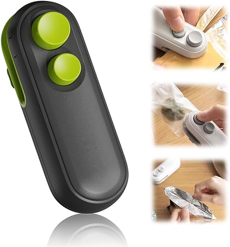 Mini Sellador de Bolsas, Actualización 2025 Sellador de Bolsas Recargable TIPO-C para Sellado y Corte, Máquina Selladora de Alimentos al Vacío