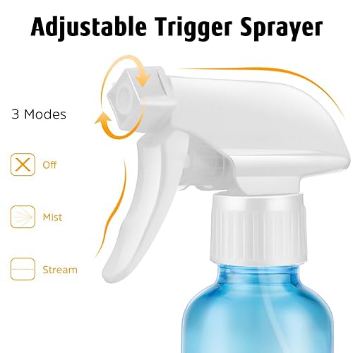 Miniatura 2 de Tecohouse Botellas pulverizadoras de vidrio de 4 onzas, paquete de 2 botellas de spray para cabello vacías recargables rociadores de niebla fina con