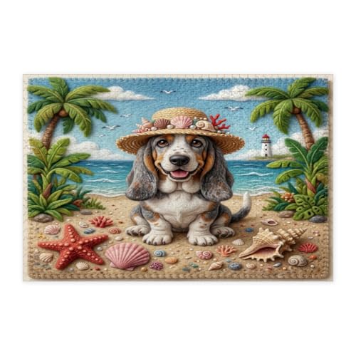 Rompecabezas de madera de 1000 piezas con estampado tropical duradero de Basset Hound