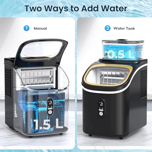Image of Antarctic Star Countertop Ice Maker Machine, 30lbs /24Hrs, 3 Thickness Ice Cubes, 16Pcs /13 Mins,2 Ways to Add Water, Self-Cleaning Ice Cube Maker w /Basket and Scoop for Home /Kitchen /Camping /RV (Black)