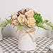 YUYAO Artificial Flowers Rose Bouquets with Vase Fake Silk Flower with Ceramic Vase Modern Bridal Flowers for Wedding Home Table Office Party Patio Decoration (Pink)