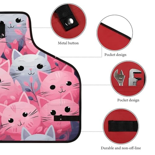 Delantal multiusos Pink Cat con múltiples bolsillos ajustables miniatura 3