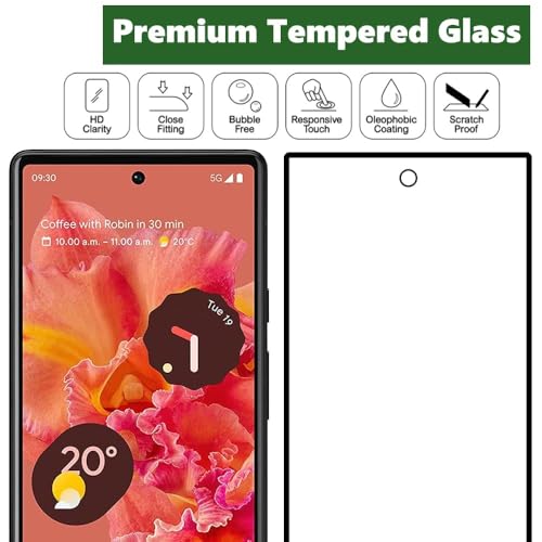 Image of Advanced Premium Tempered Glass Screen Protector Guard For Google Pixel 6 5G (Black, Pack of 1) Full Glue Edge to Edge Coverage with Easy