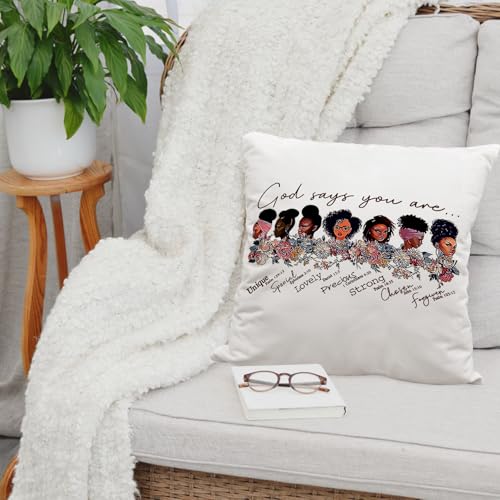 Sufamb 225 African American Inspirational Quote Throw Pillow Cover, God Says You Are Cushion Cover For Sofa Bed Home Decor 18 X 18 Inch thumb #4
