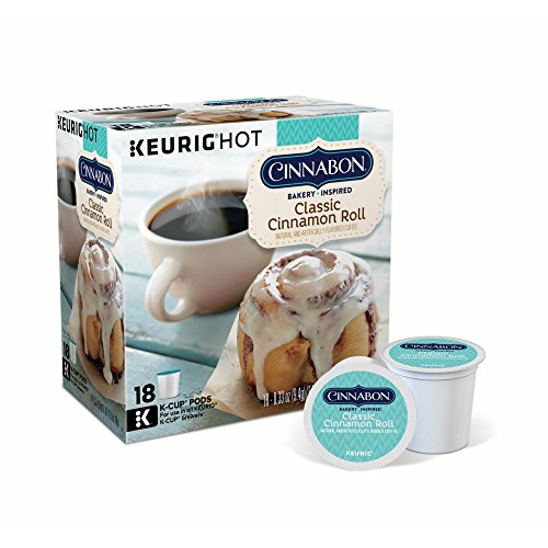 Cinnabon Classic Cinnamon Roll Keurig Single-Serve K-Cup Pods, Light Roast Coffee, 18 Count (Pack of 2)