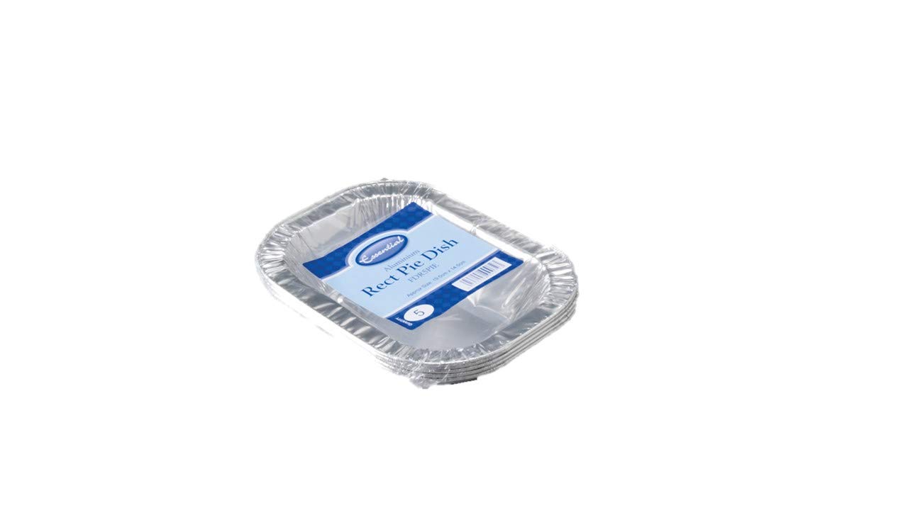 Essential Housewares FDR5PIE Pack of 5 Rectangular 19.5cmx14.5cm Foil Pie Dishes
